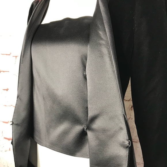 TALBOTS PETITES Black Velvet Blazer Satin Tuxedo Collar Jacket Size 10P Petite - Picture 7 of 16